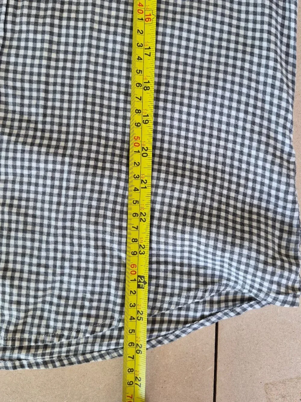 Frank & Eileen Barry Shirt Women’s L Gray White Gingham 100% Cotton Made USA